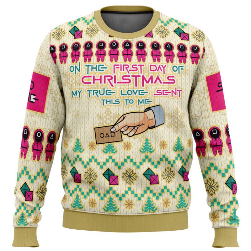 On the First Day of Christmas Squid Game Christmas Sweater - WeCustomit