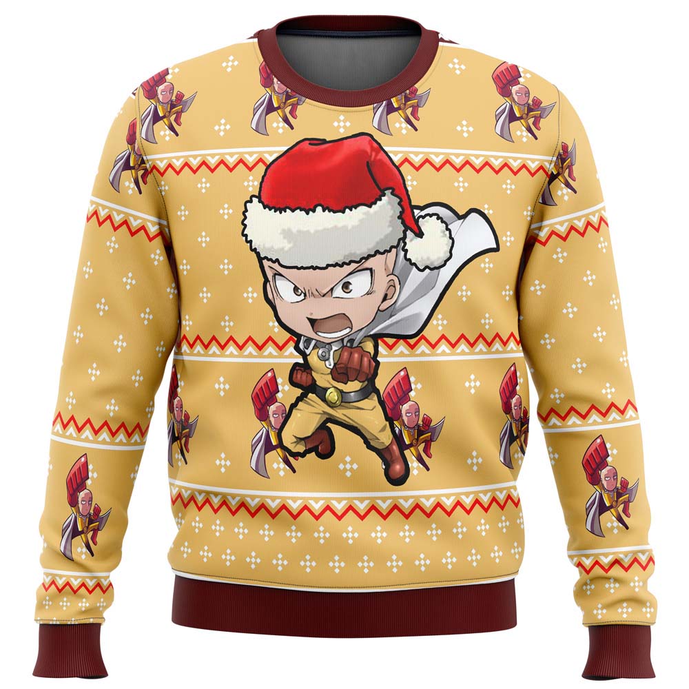 One Punch Chibi Saitama Ugly Christmas Sweater - WeCustomit