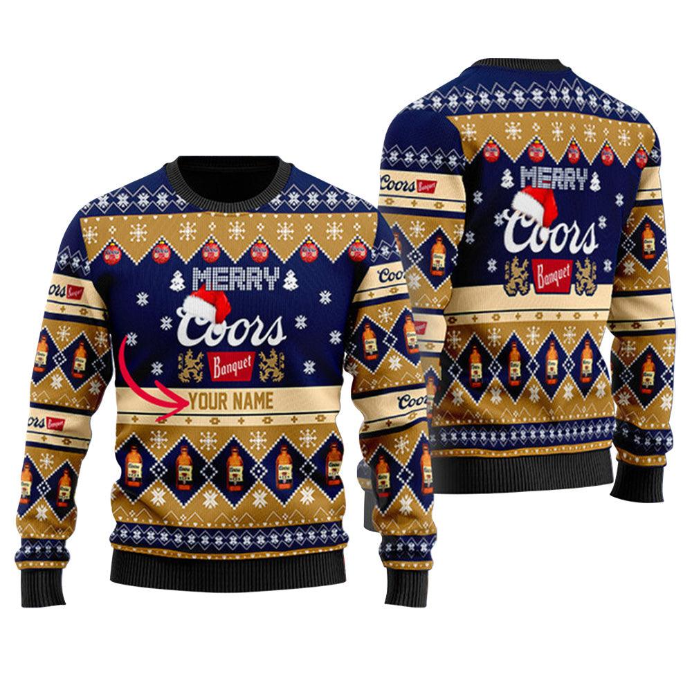 Personalized Merry Coors Banquet Christmas Ugly Sweater - WeCustomit