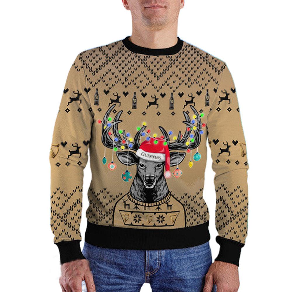 Personalized Reindeer Guinness Christmas Ugly Sweater - WeCustomit