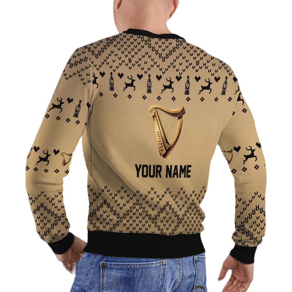 Personalized Reindeer Guinness Christmas Ugly Sweater - WeCustomit