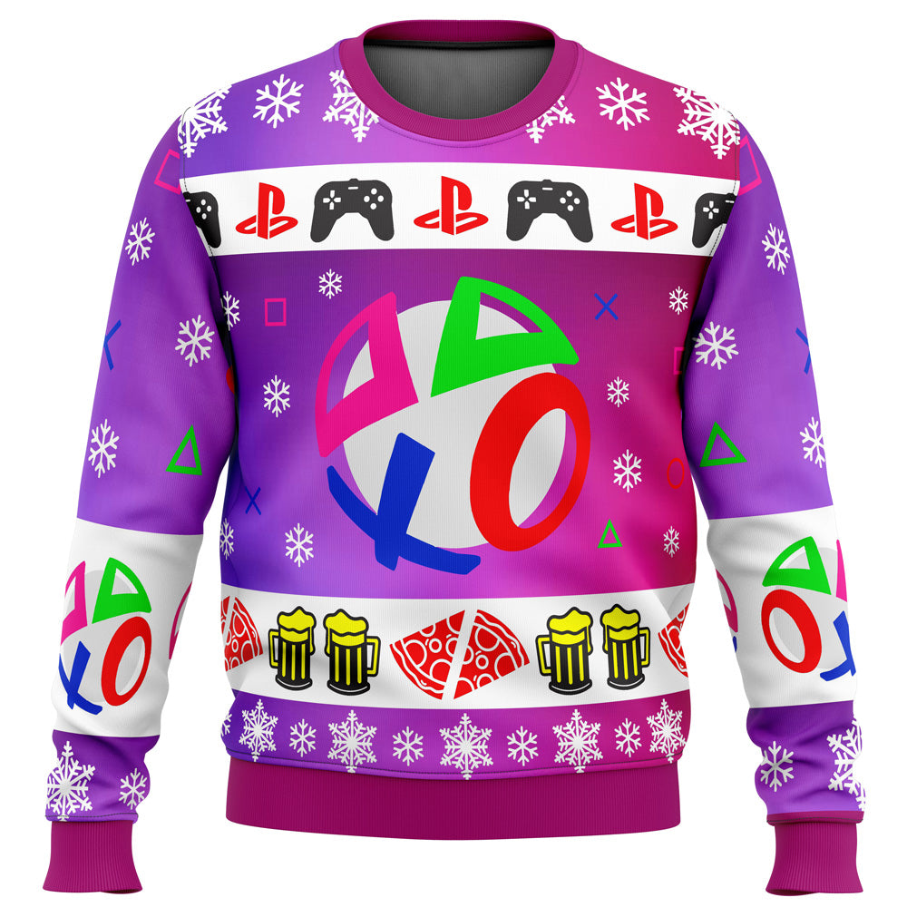 Playstation Neon Ugly Christmas Sweater - WeCustomit