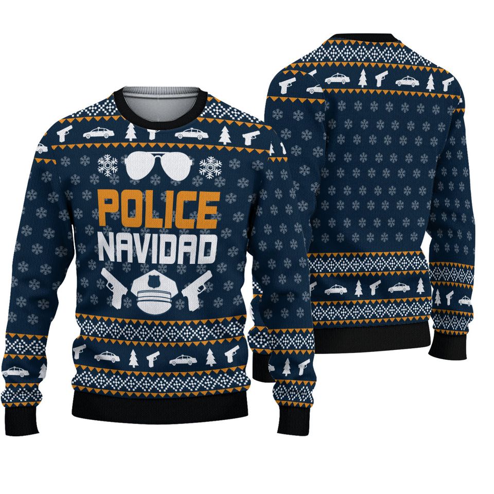 Police Navidad Ugly Christmas Sweater For Men & Women Christmas Gift Sweater PT959 - WeCustomit