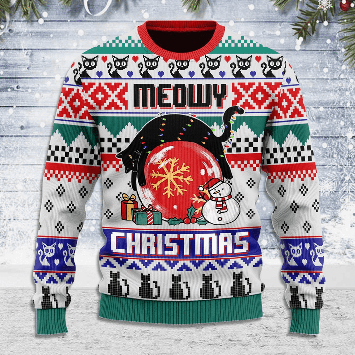 Black Cat Ugly Christmas Sweater For Men & Women Christmas Gift Sweater US2861 - WeCustomit