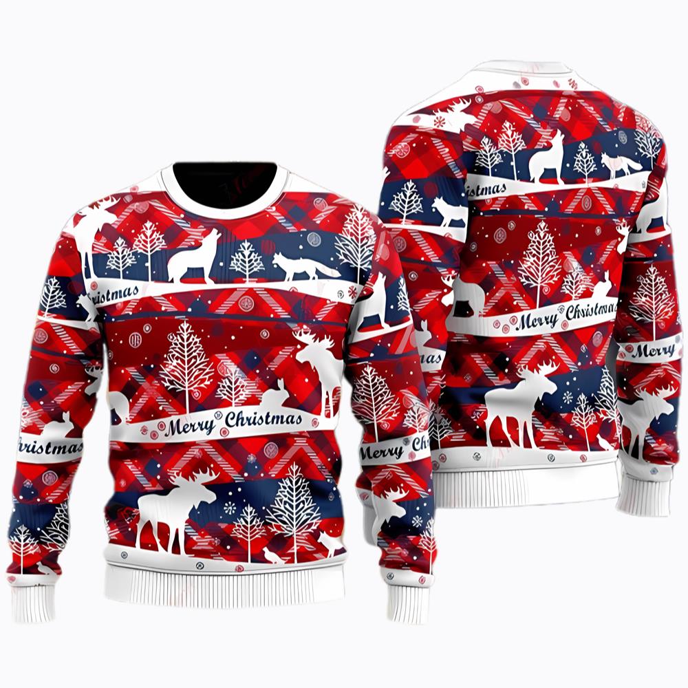 Red Blue Light Up Ugly Christmas Sweater For Men & Women Christmas Gift Sweater US2978 - WeCustomit