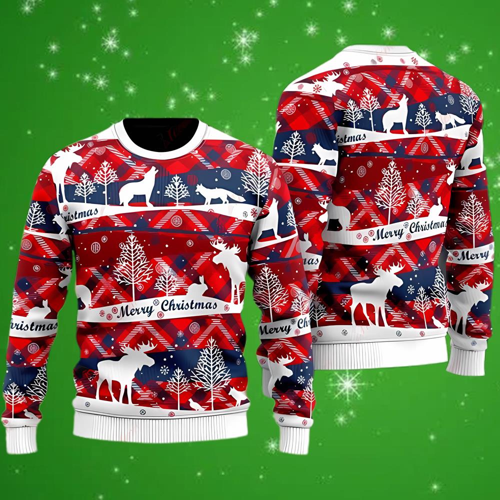 Red Blue Light Up Ugly Christmas Sweater For Men & Women Christmas Gift Sweater US2978 - WeCustomit