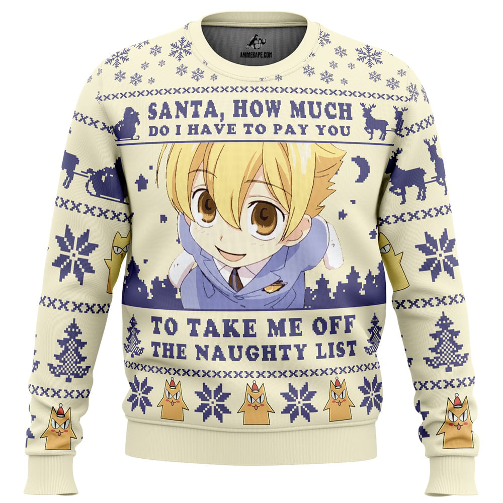 Santa, How Much Do I Have To Pay You Ouran High School Host Club Ugly Christmas Sweater - WeCustomit