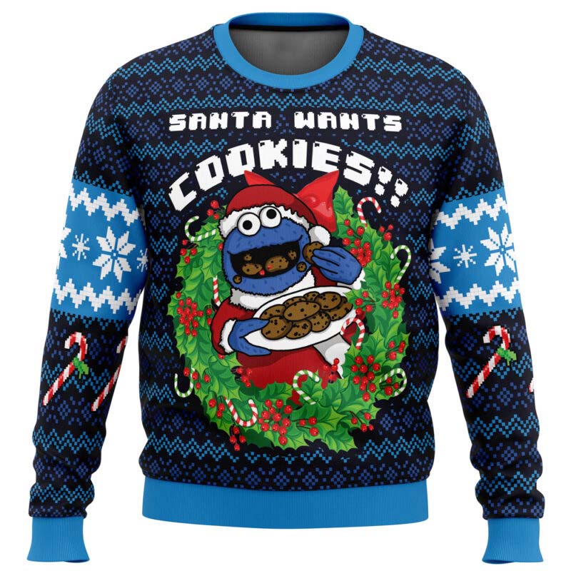 Santa's Cookies Cookie Monster Ugly Christmas Sweater - WeCustomit