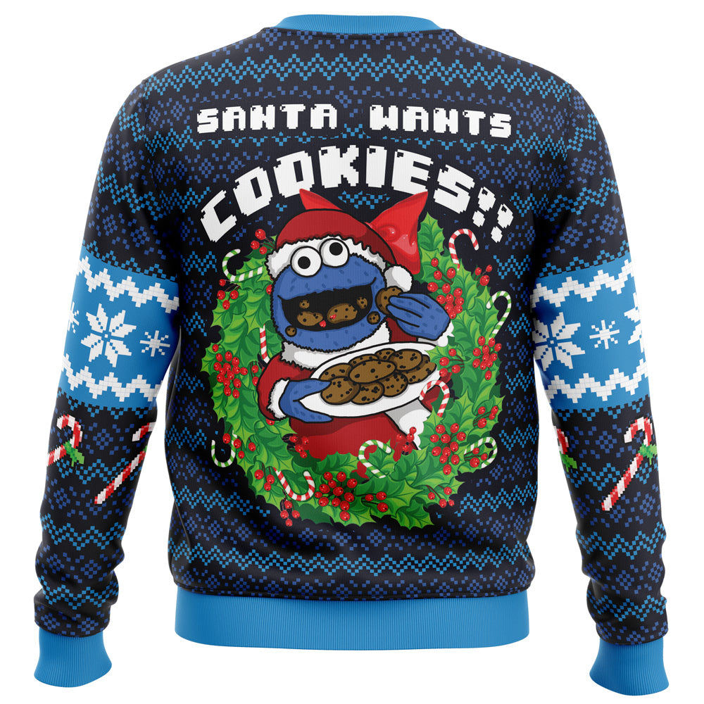 Santa's Cookies Cookie Monster Ugly Christmas Sweater - WeCustomit