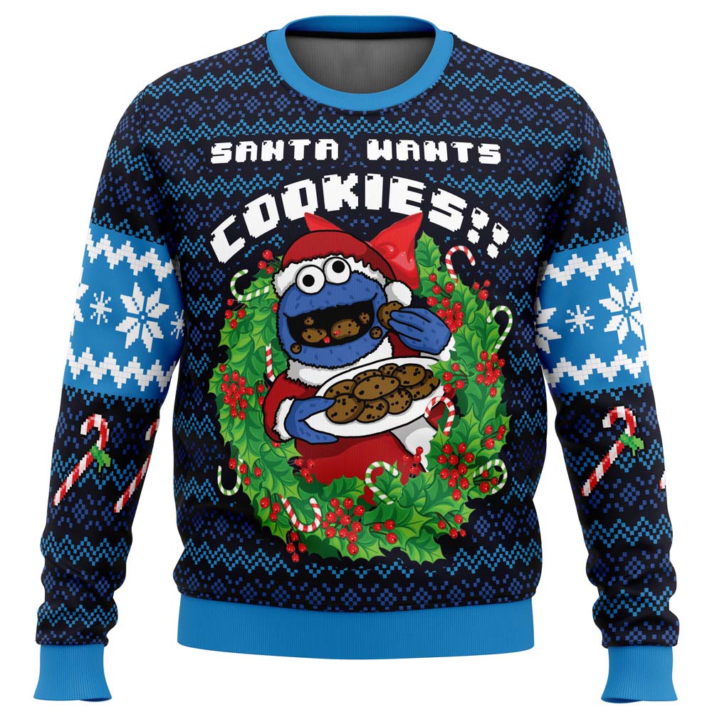 Santa's Cookies Cookie Monster Ugly Christmas Sweater - WeCustomit