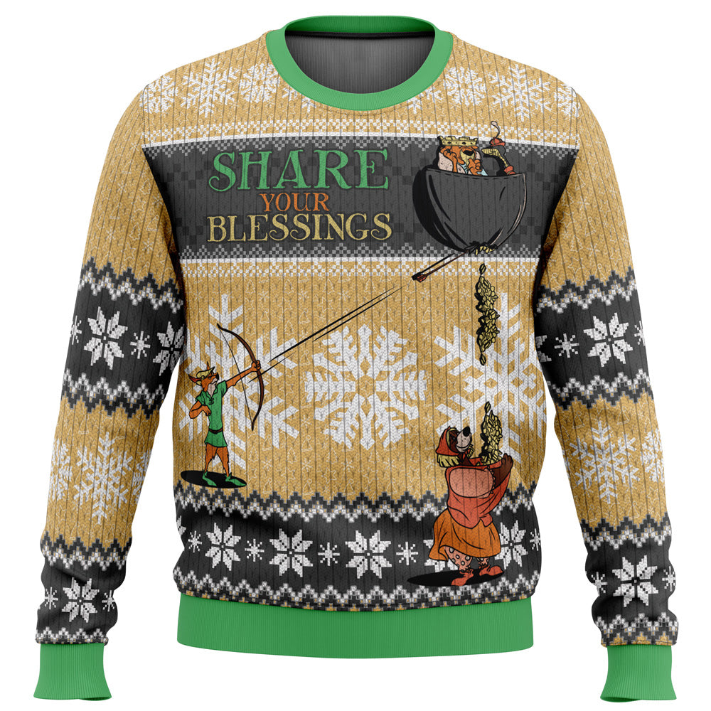 Share Your Blessings Robin Hood Disney Ugly Christmas Sweater - WeCustomit