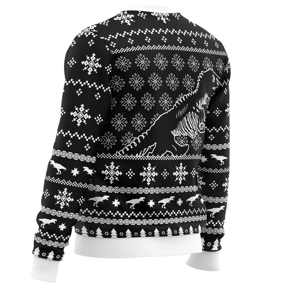 Skeleton Christmas Jurassic Park Ugly Christmas Sweater - WeCustomit