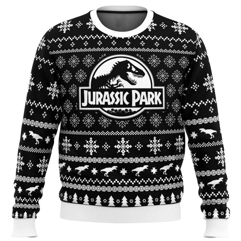 Skeleton Christmas Jurassic Park Ugly Christmas Sweater - WeCustomit