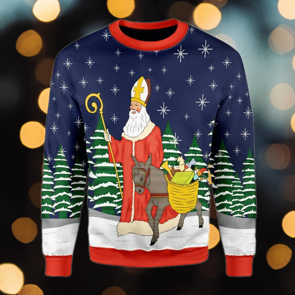 Saint Nicholas Ugly Christmas Sweater For Men & Women Christmas Gift Sweater US1424 - WeCustomit