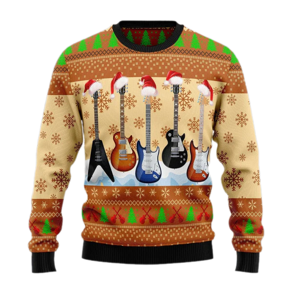 Guitar Xmas Ugly Christmas Sweater For Men & Women Christmas Gift Sweater US1433 - WeCustomit