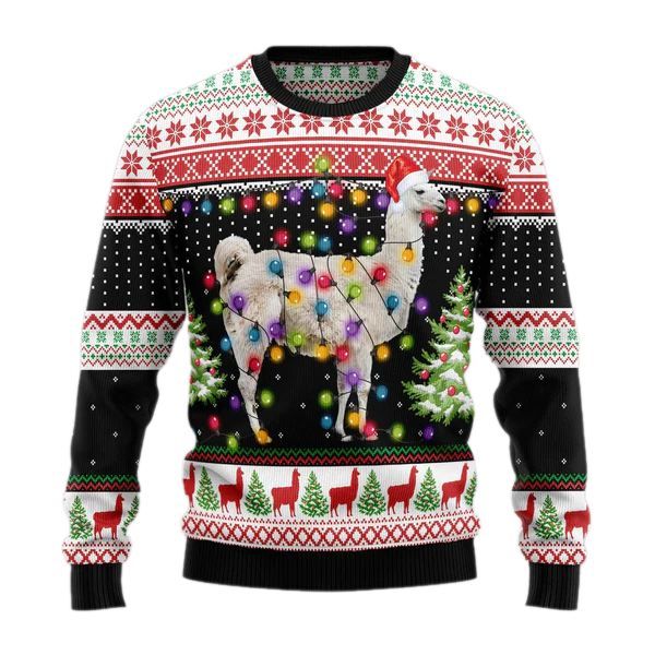 Llama Christmas Tree Ugly Christmas Sweater For Men & Women Christmas Gift Sweater US1448 - WeCustomit