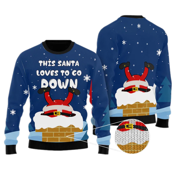 Santa Goes Down Ugly Christmas Sweater For Men & Women Christmas Gift Sweater US1341 - WeCustomit