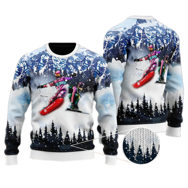 Snowboarding Ugly Christmas Sweater For Men & Women Christmas Gift Sweater US1583 - WeCustomit