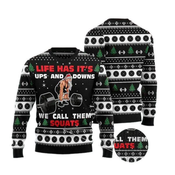 Santa Squats Ugly Christmas Sweater For Men & Women Christmas Gift Sweater US1597 - WeCustomit