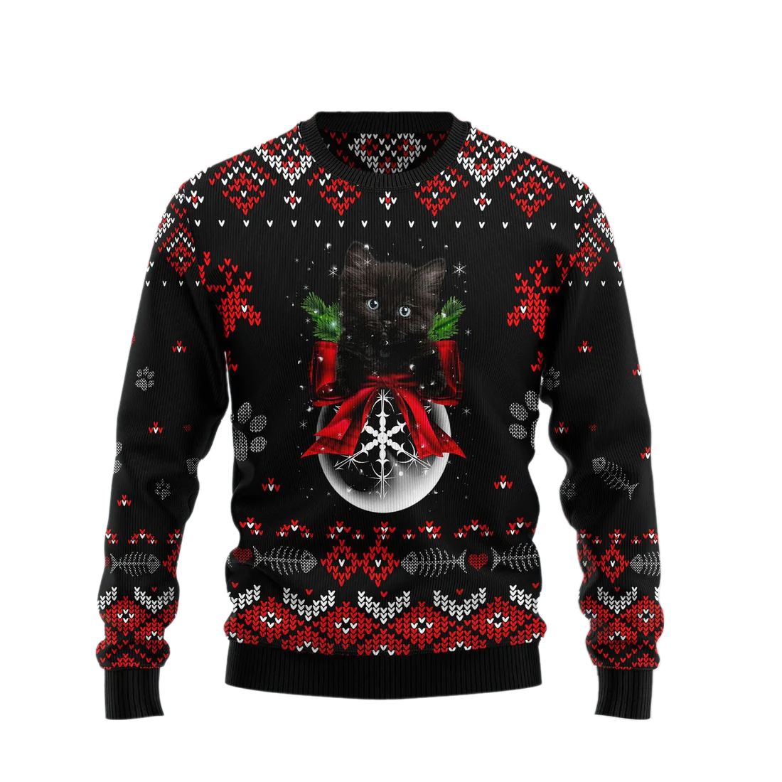 Cat With Xmas Ugly Christmas Sweater For Men & Women Christmas Gift Sweater US1679 - WeCustomit