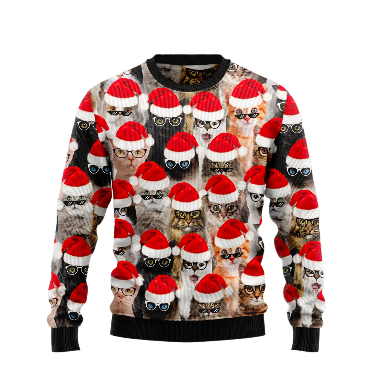 Christmas Cat Glasses Ugly Christmas Sweater For Men & Women Christmas Gift Sweater US1550 - WeCustomit