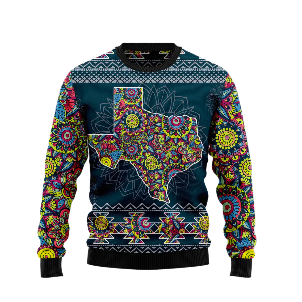 Texas Blue Mandala Ugly Christmas Sweater For Men & Women Christmas Gift Sweater US1560 - WeCustomit