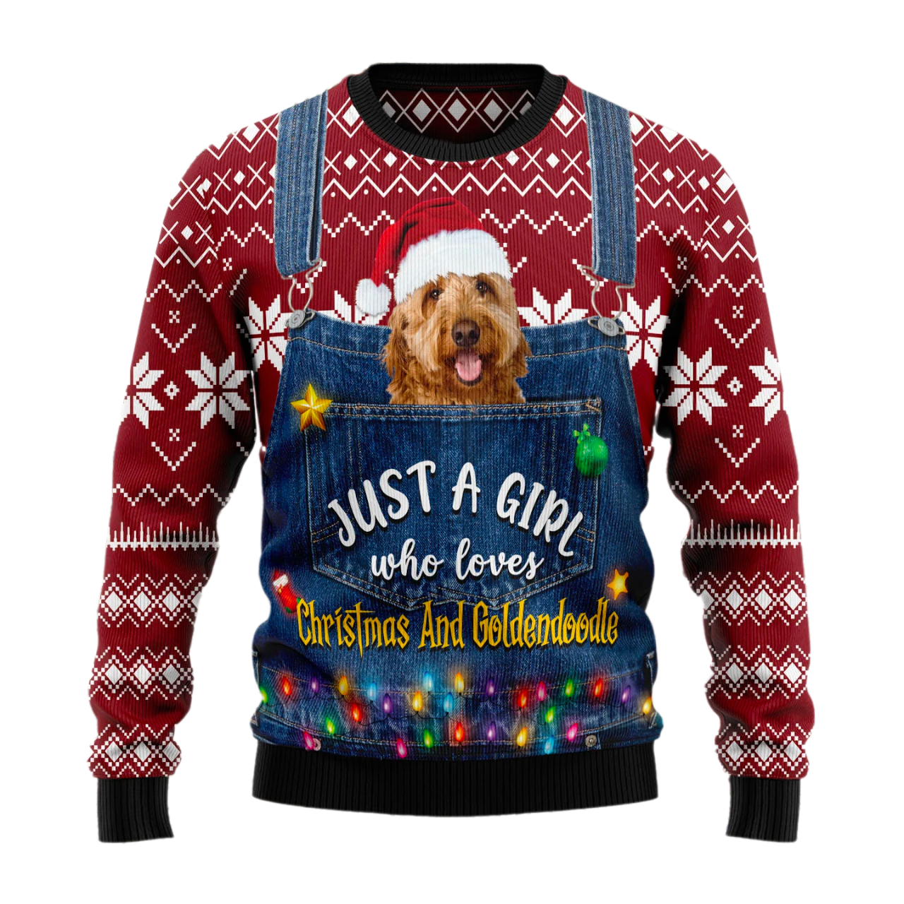 Just A Girl Who Loves Christmas And Goldendoodle Ugly Christmas Sweater For Men & Women Christmas Gift Sweater US1703 - WeCustomit