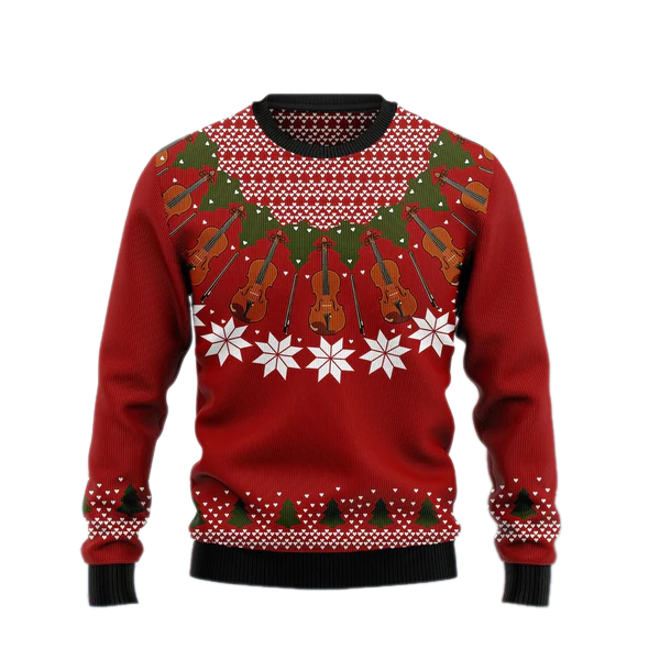 Violin Christmas Ugly Christmas Sweater For Men & Women Christmas Gift Sweater US1749 - WeCustomit