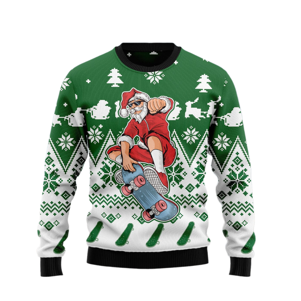 Santa Claus Skateboarding Ugly Christmas Sweater For Men & Women Christmas Gift Sweater US1556 - WeCustomit