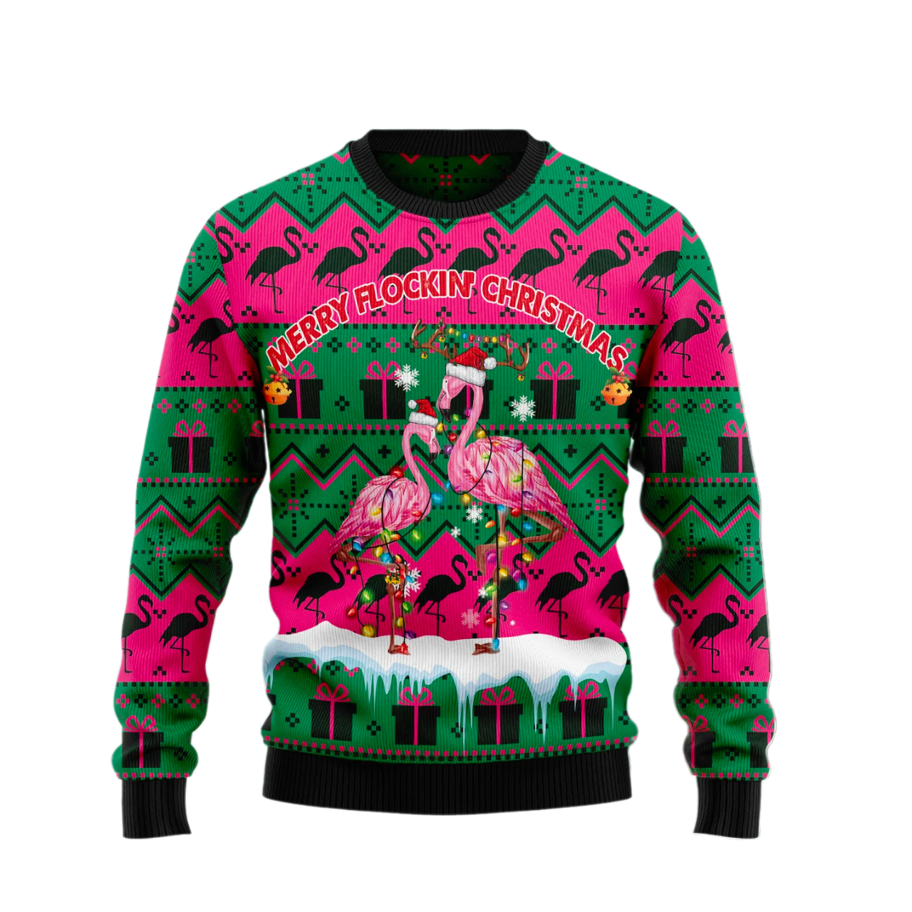 Christmas Flamingo Ugly Christmas Sweater For Men & Women Christmas Gift Sweater US1715 - WeCustomit