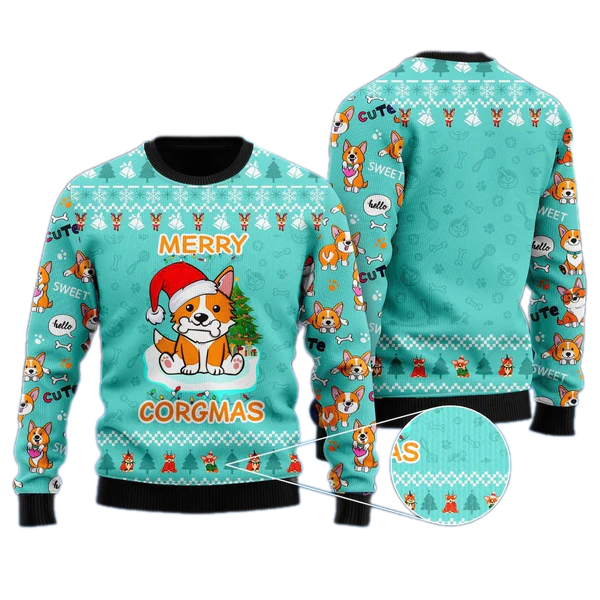 Funny Dog Merry Corgmas Ugly Christmas Sweater For Men & Women Christmas Gift Sweater US1782 - WeCustomit