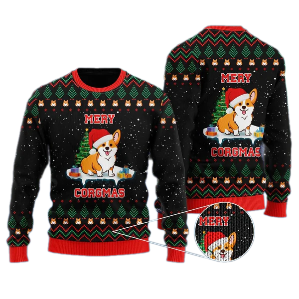 Funny Dog Merry Corgmas Ugly Christmas Sweater For Men & Women Christmas Gift Sweater US1783 - WeCustomit