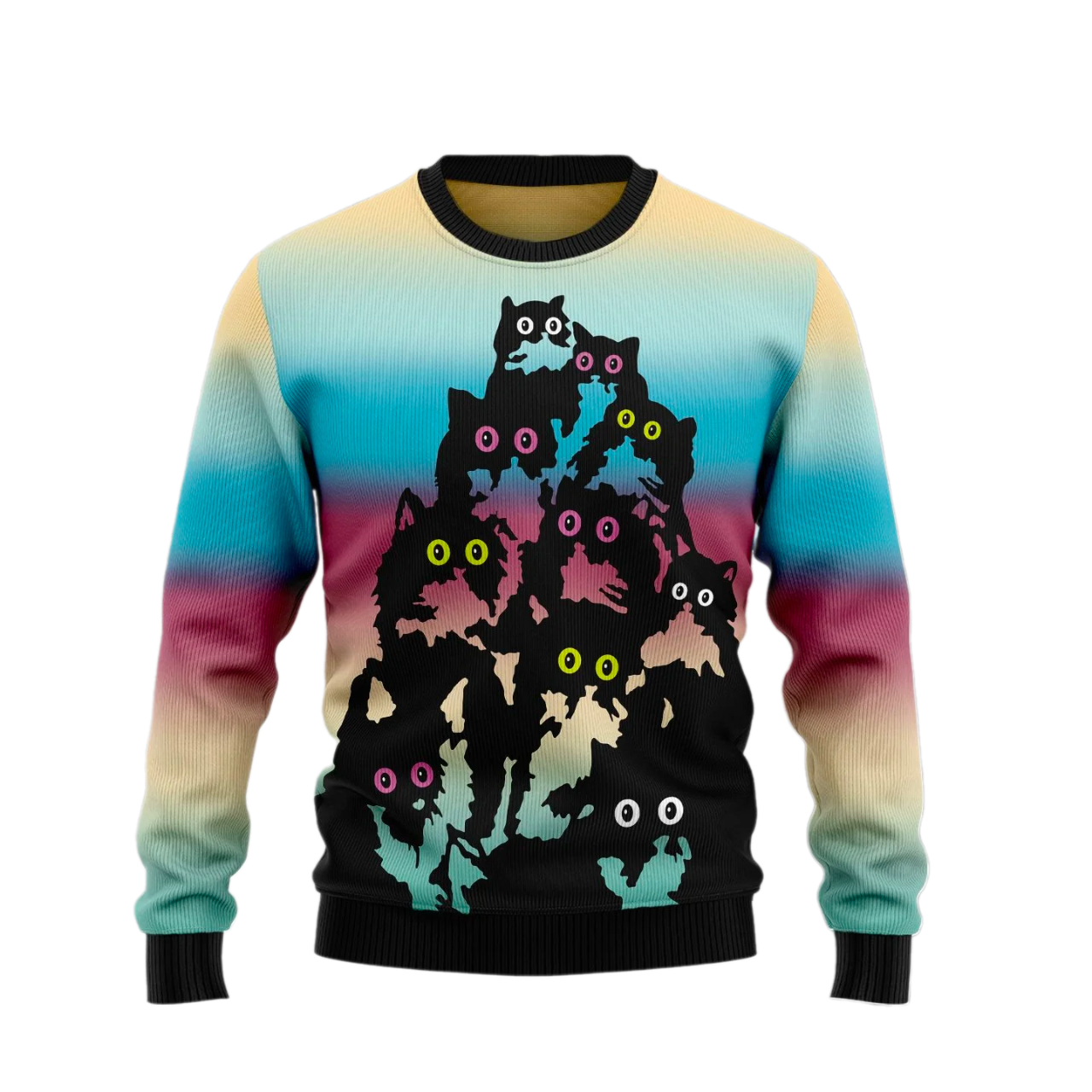 Lovely Black Cat Ugly Christmas Sweater For Men & Women Christmas Gift Sweater US1009 - WeCustomit