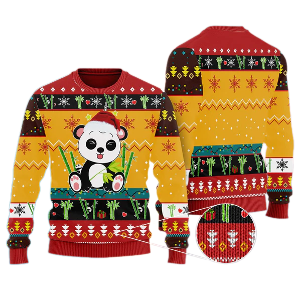 Cute Panda In Bamboo Forest Ugly Christmas Sweater For Men & Women Christmas Gift Sweater US1801 - WeCustomit