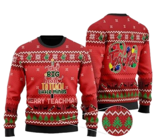 Teacher It Takes Big Heart Ugly Christmas Sweater For Men & Women Christmas Gift Sweater US1802 - WeCustomit
