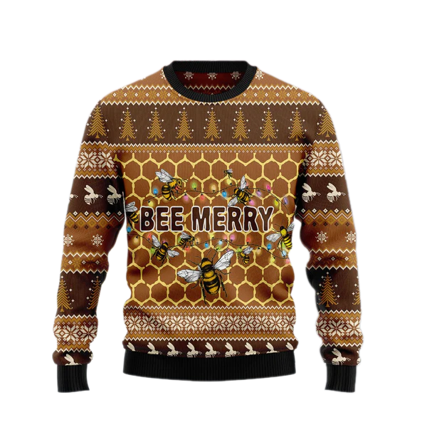 Bee Merry Ugly Christmas Sweater For Men & Women Christmas Gift Sweater US1812 - WeCustomit