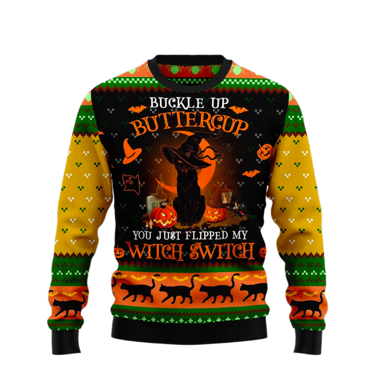 Black Cat Ugly Halloween Sweater For Men & Women Halloween Gift Sweater US1041 - WeCustomit