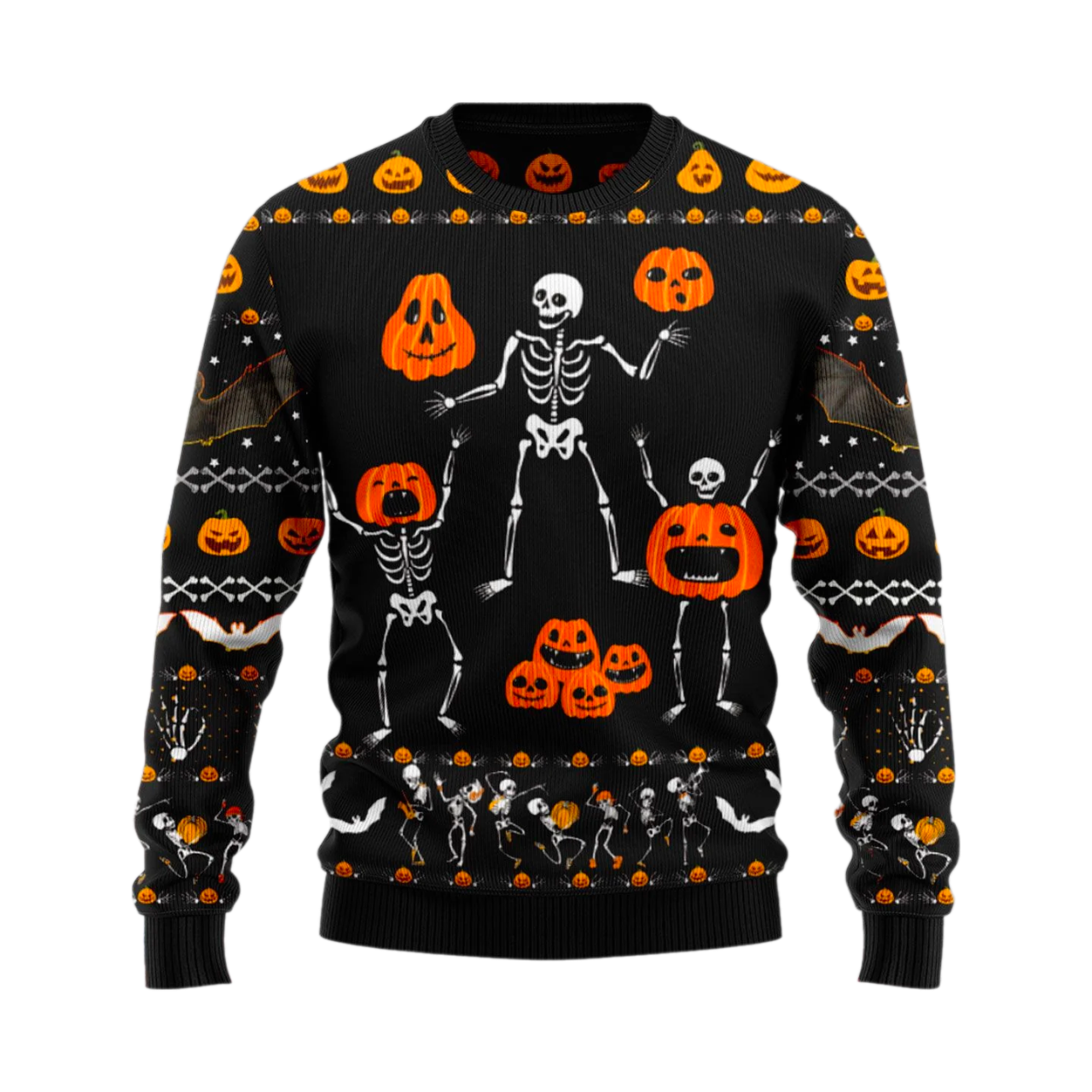 Skeleton Pumpkin Ugly Halloween Sweater For Men & Women Halloween Gift Sweater US1016 - WeCustomit