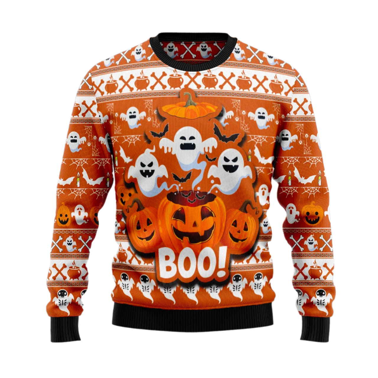 Boo Pumpkin Ugly Halloween Sweater For Men & Women Halloween Gift Sweater US1005 - WeCustomit