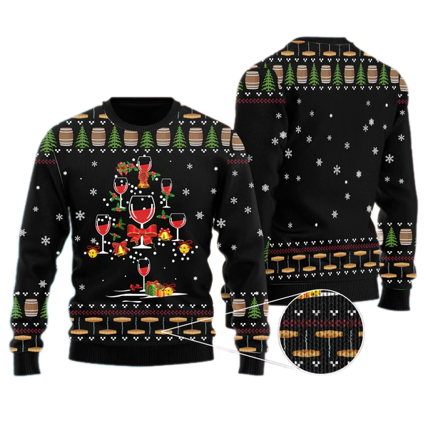 Red Wine Xmas Ugly Christmas Sweater For Men & Women Christmas Gift Sweater US1835 - WeCustomit