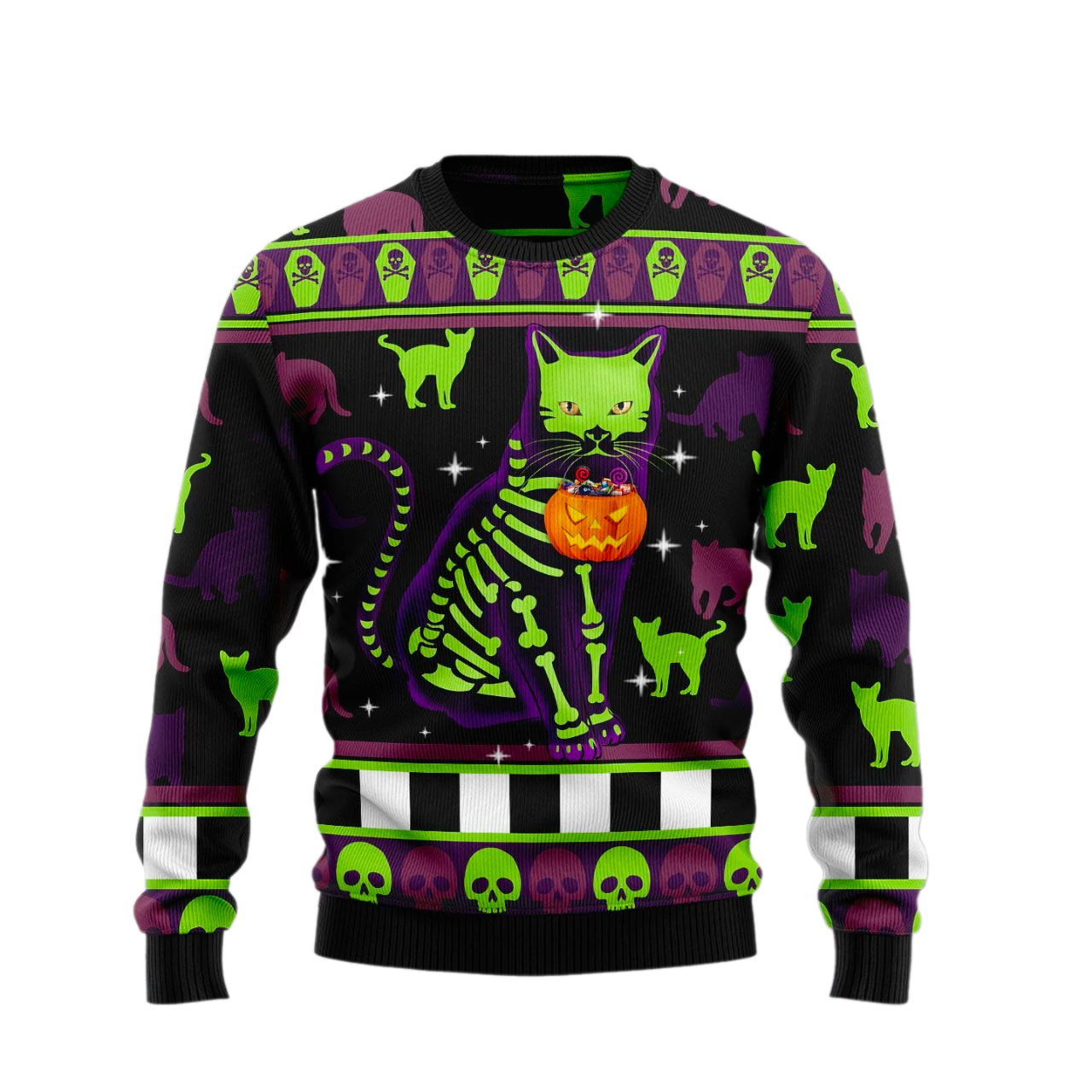 Cat Pumpkin Ugly Halloween Sweater For Men & Women Halloween Gift Sweater US1001 - WeCustomit