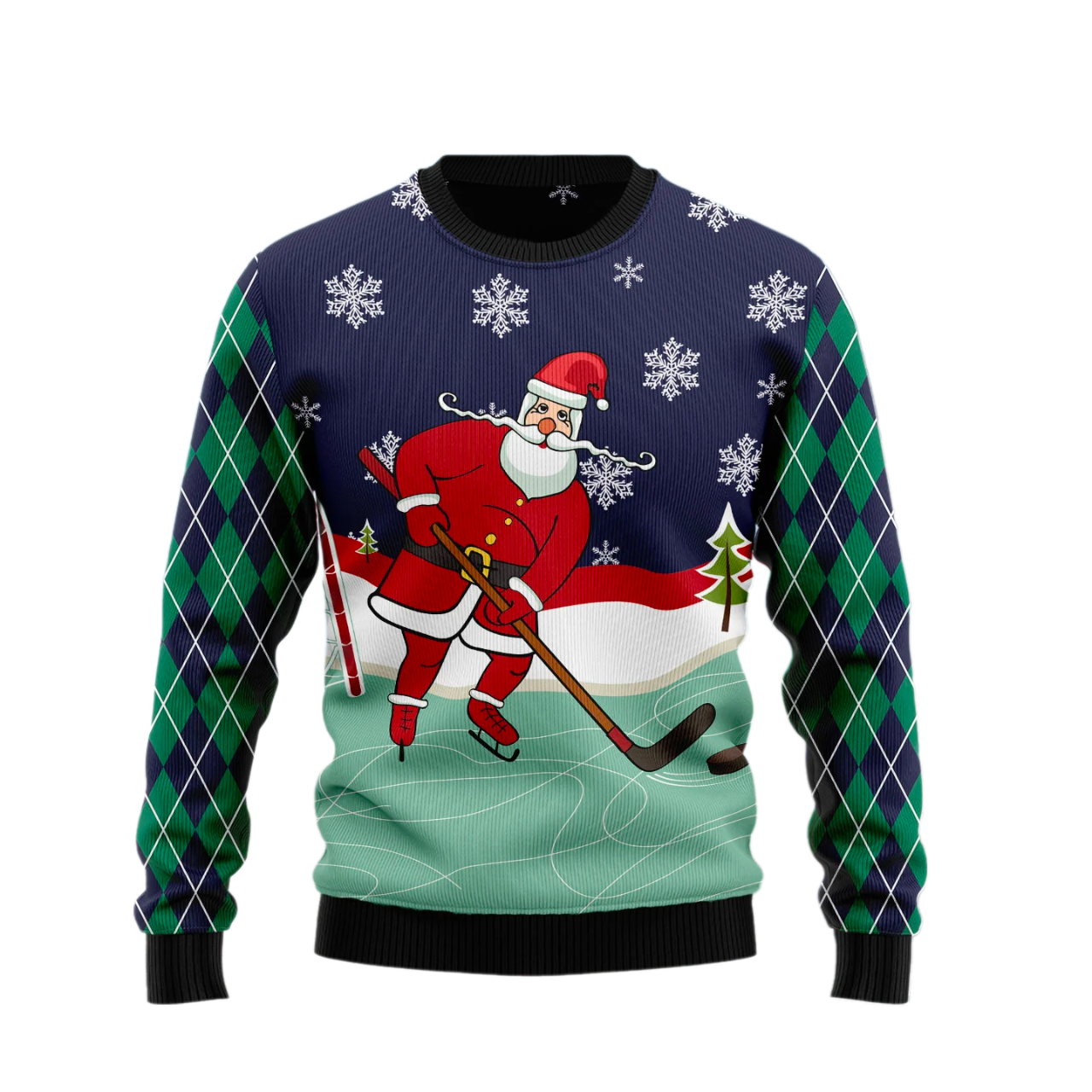 Hockey Santa Claus Ugly Christmas Sweater For Men & Women Christmas Gift Sweater US1868 - WeCustomit