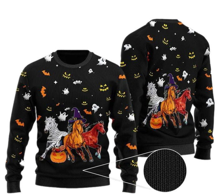 Halloween Horse Ugly Christmas Sweater For Men & Women Christmas Gift Sweater US1037 - WeCustomit