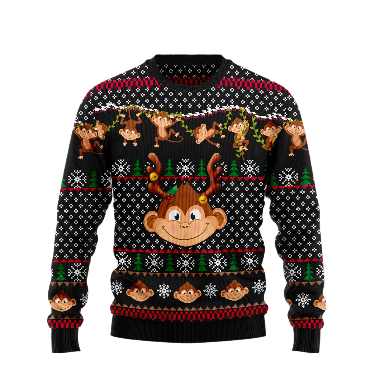 Monkey Christmas Ugly Christmas Sweater For Men & Women Christmas Gift Sweater US1880 - WeCustomit