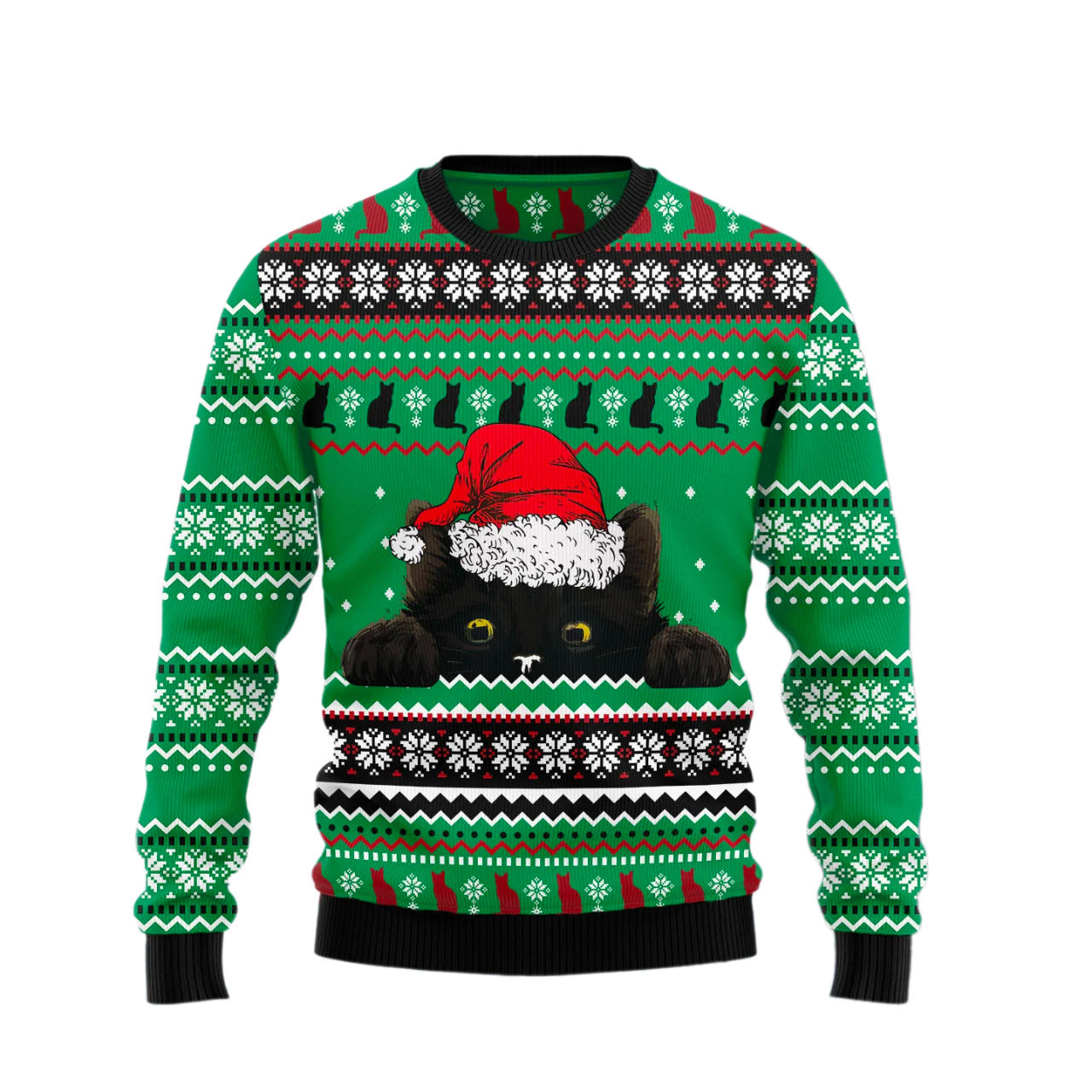 Black Cat Hide Christmas Ugly Christmas Sweater For Men & Women Christmas Gift Sweater US1881 - WeCustomit