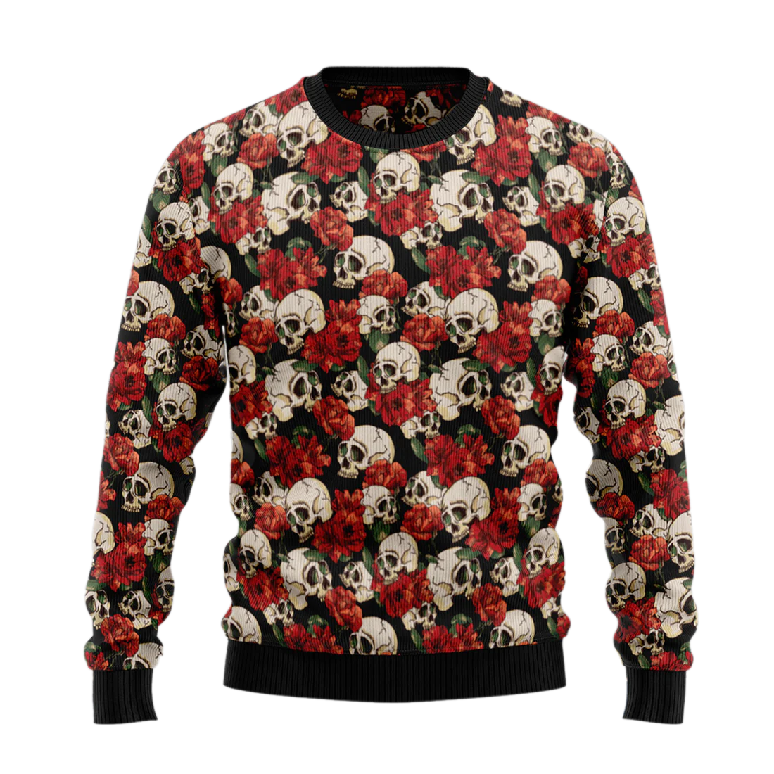 Floral Skull Ugly Christmas Sweater For Men & Women Christmas Gift Sweater US1029 - WeCustomit