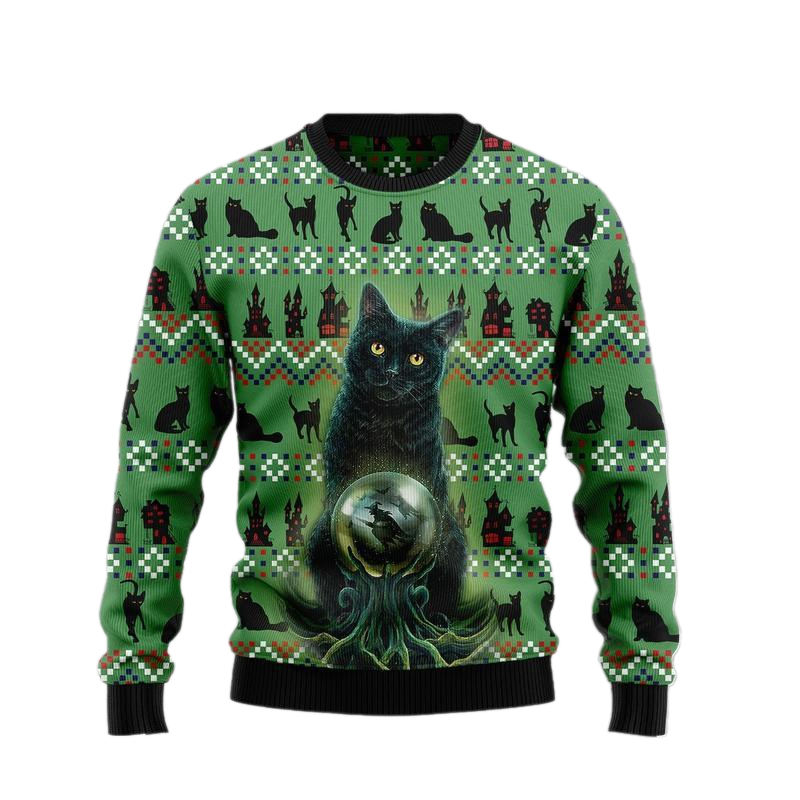 Black Cat Ugly Christmas Sweater For Men & Women Christmas Gift Sweater US1030 - WeCustomit
