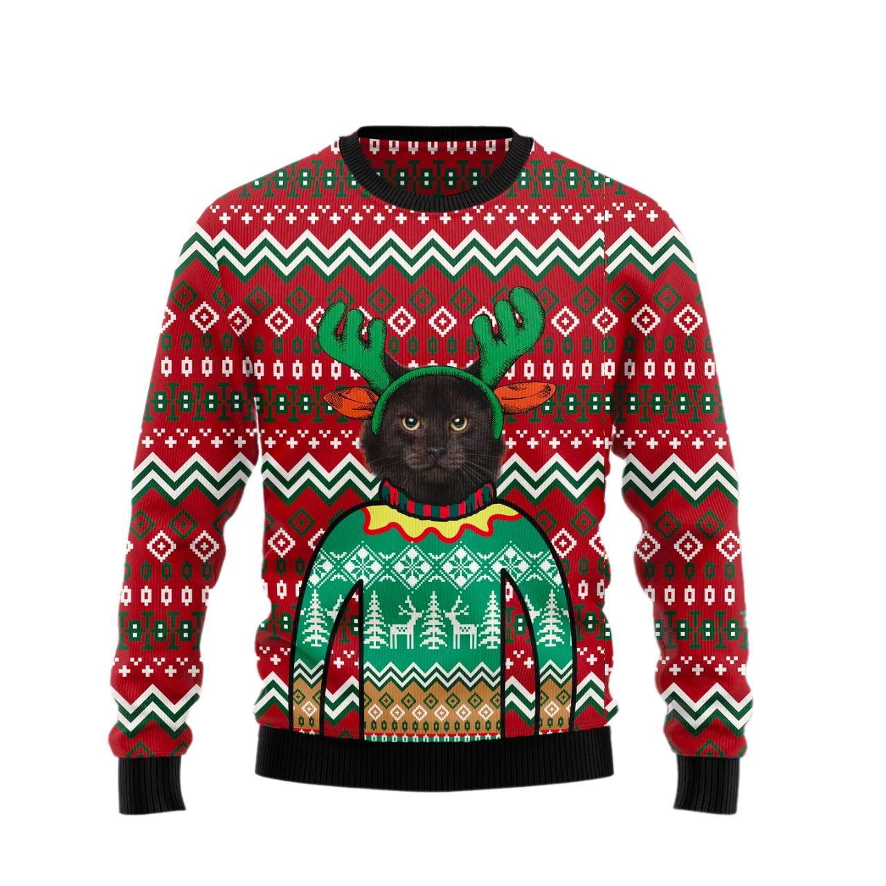 Black Cat Christmas Ugly Christmas Sweater For Men & Women Christmas Gift Sweater US1893 - WeCustomit
