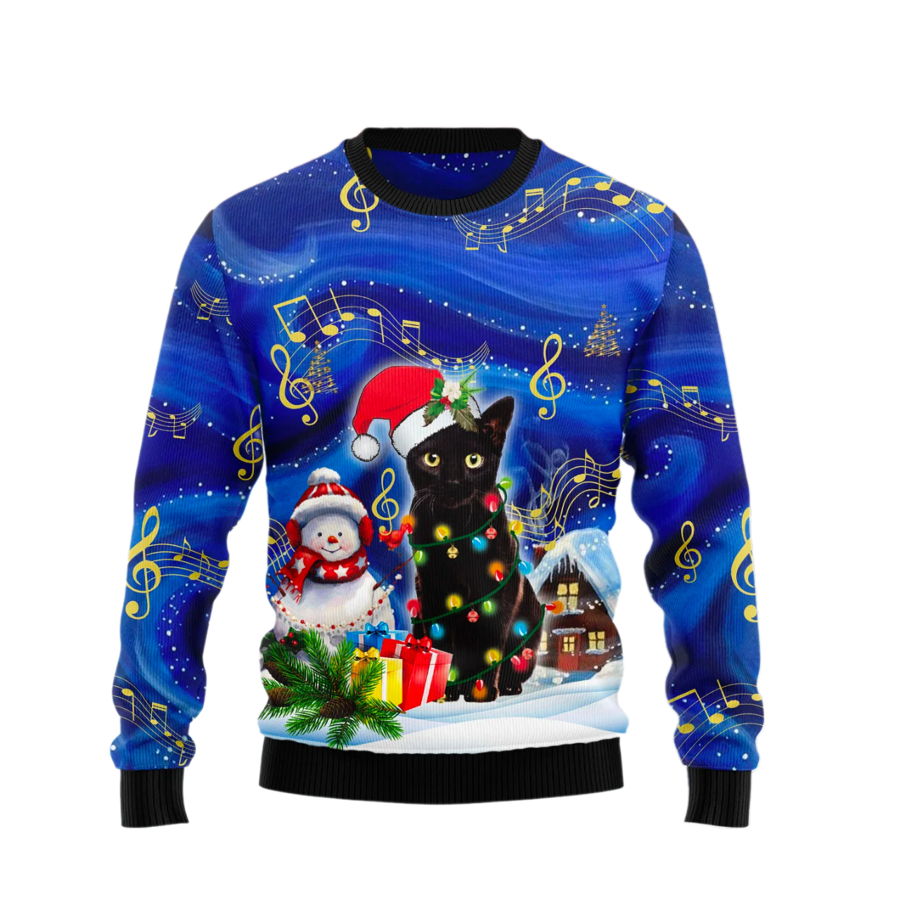 Black Cat Christmas Night Ugly Christmas Sweater For Men & Women Christmas Gift Sweater US1897 - WeCustomit