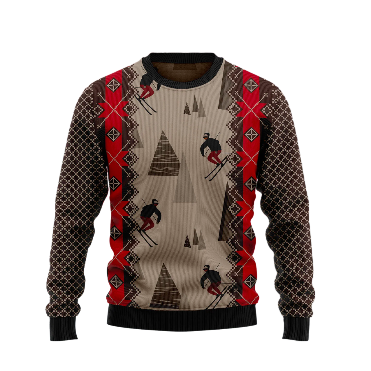 Skiing Beauty Ugly Christmas Sweater For Men & Women Christmas Gift Sweater US1902 - WeCustomit